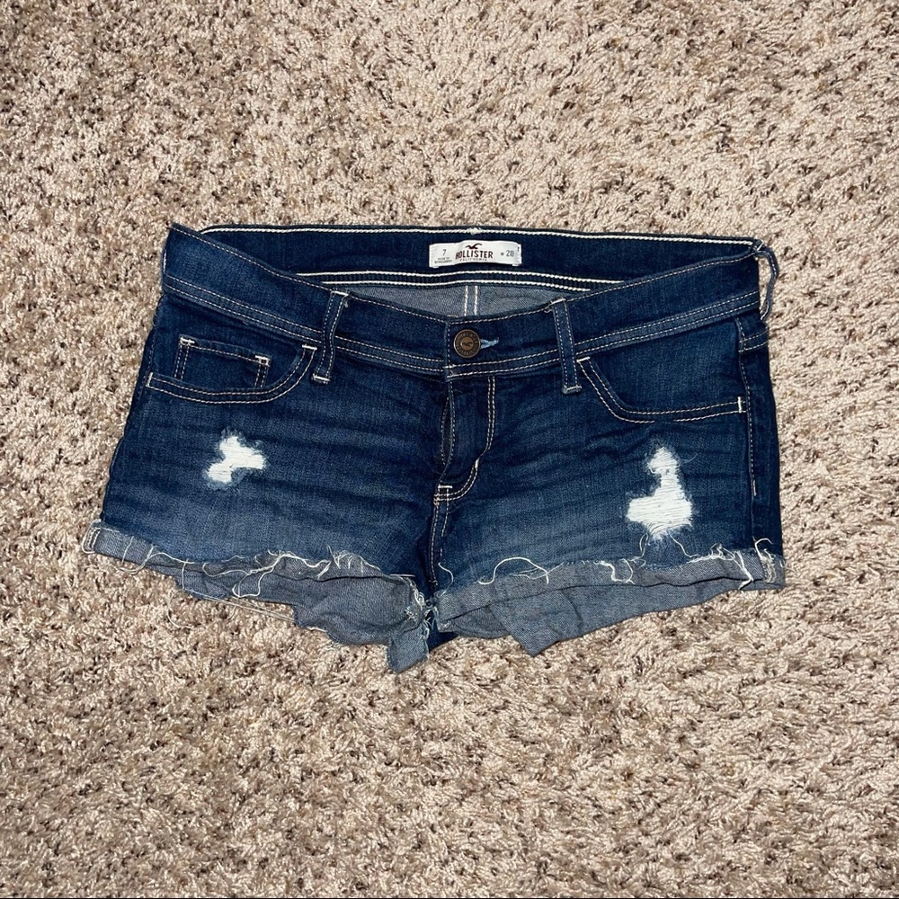 Hollister low rise dark destroyed shorts